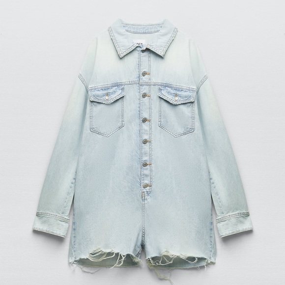 Zara TRF DENIM SHORT JUMPSUIT 4365/080 - Picture 5 of 15